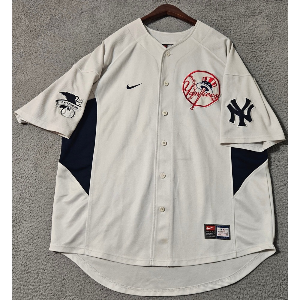 Vintage Nike Authentic Derek Jeter #2 New York Yankees Jersey Mens Large White - Picture 2 of 15